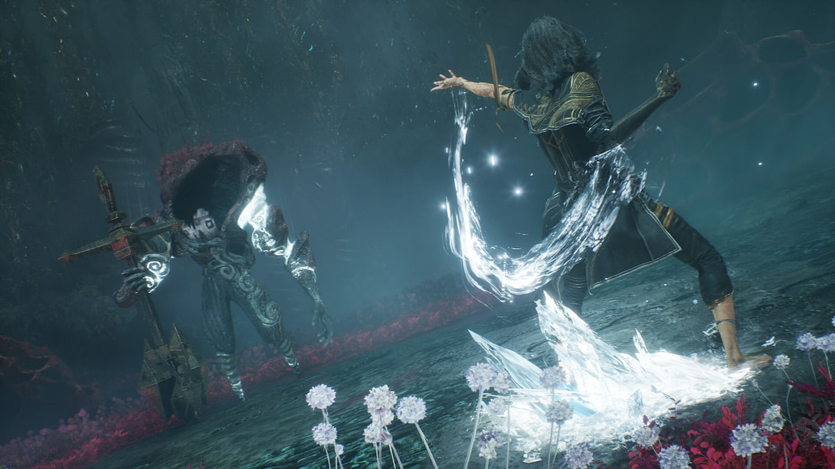 Lune fighting a monster in Expedition 33