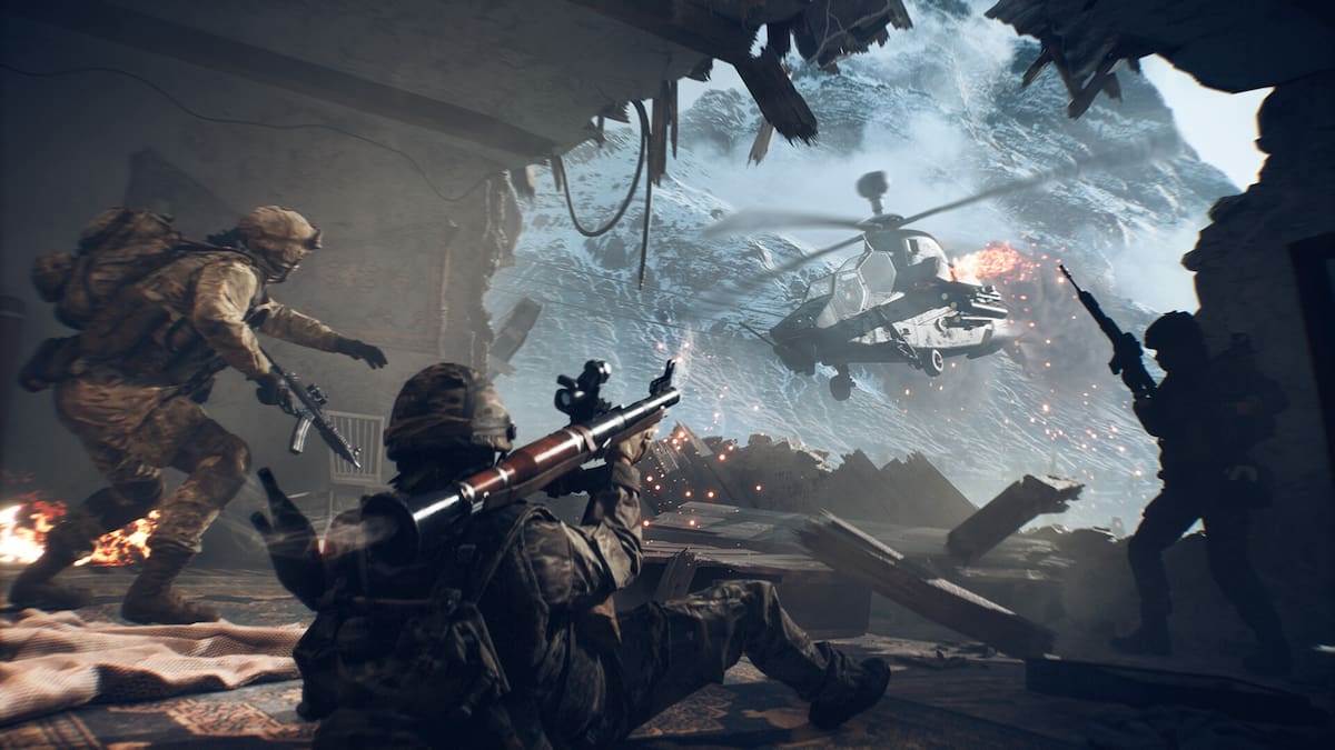 Battlefield 6 aiming RPG at a helicopter