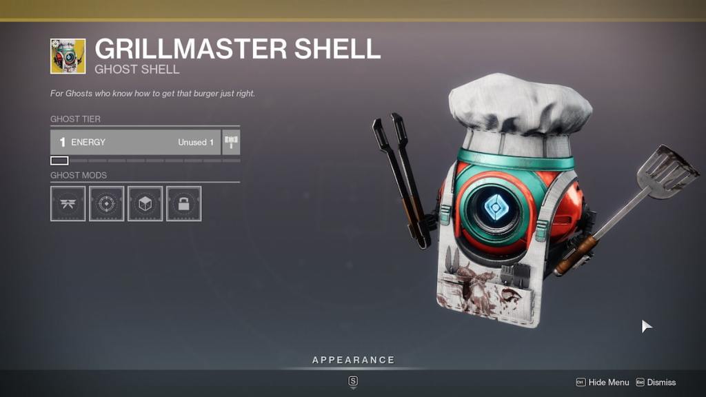 Destiny 2 Grillmaster Ghost Shell