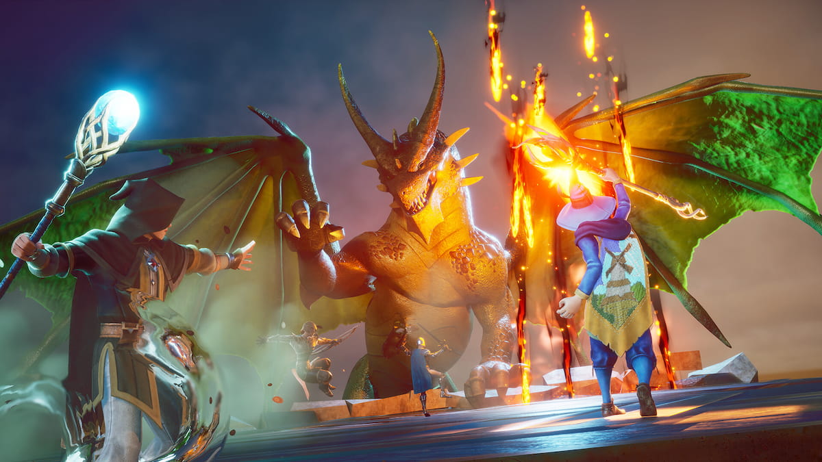 Runescape Dragonwilds promotional image of a dragon