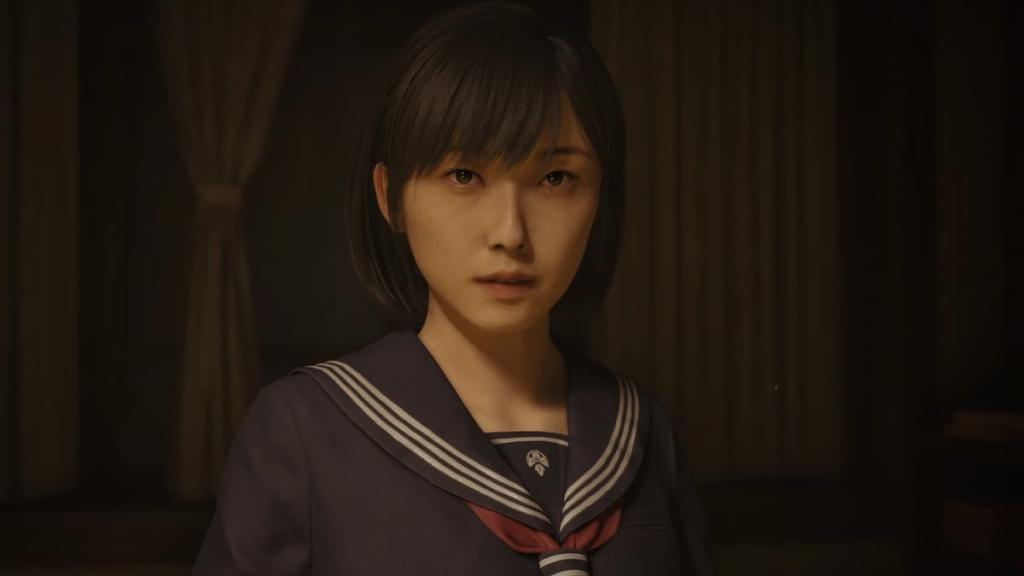 Character in Silent Hill f looking beyond the camera.