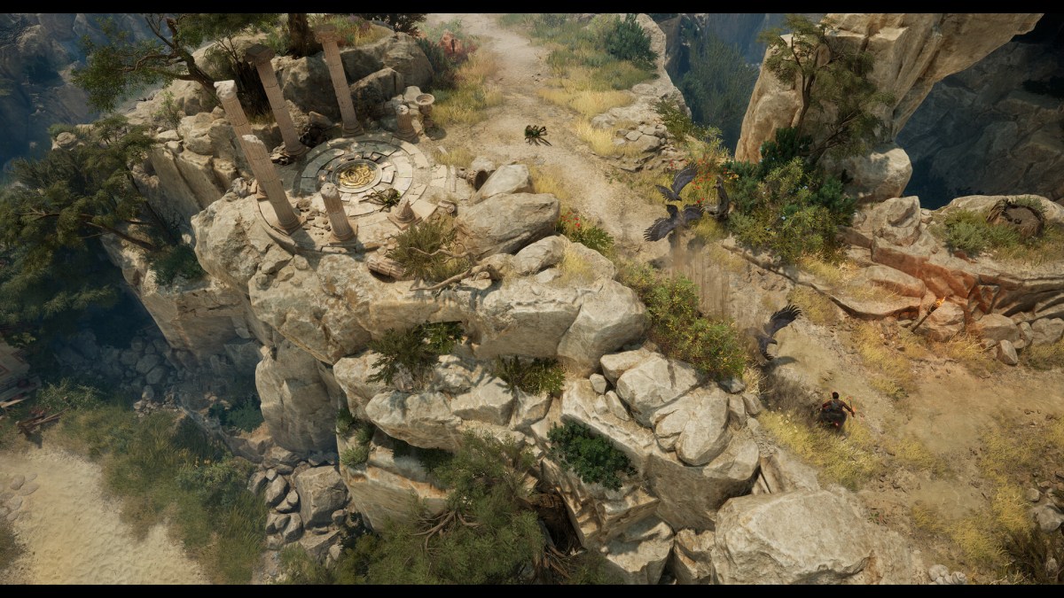 Player in front of enemies on a road in Titan Quest 2