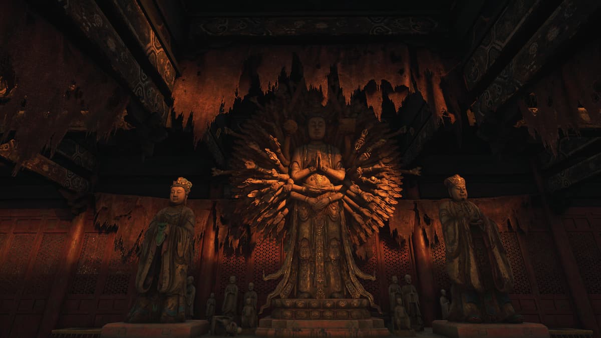 A buddha with many arms in Wuchang: Fallen Feathers